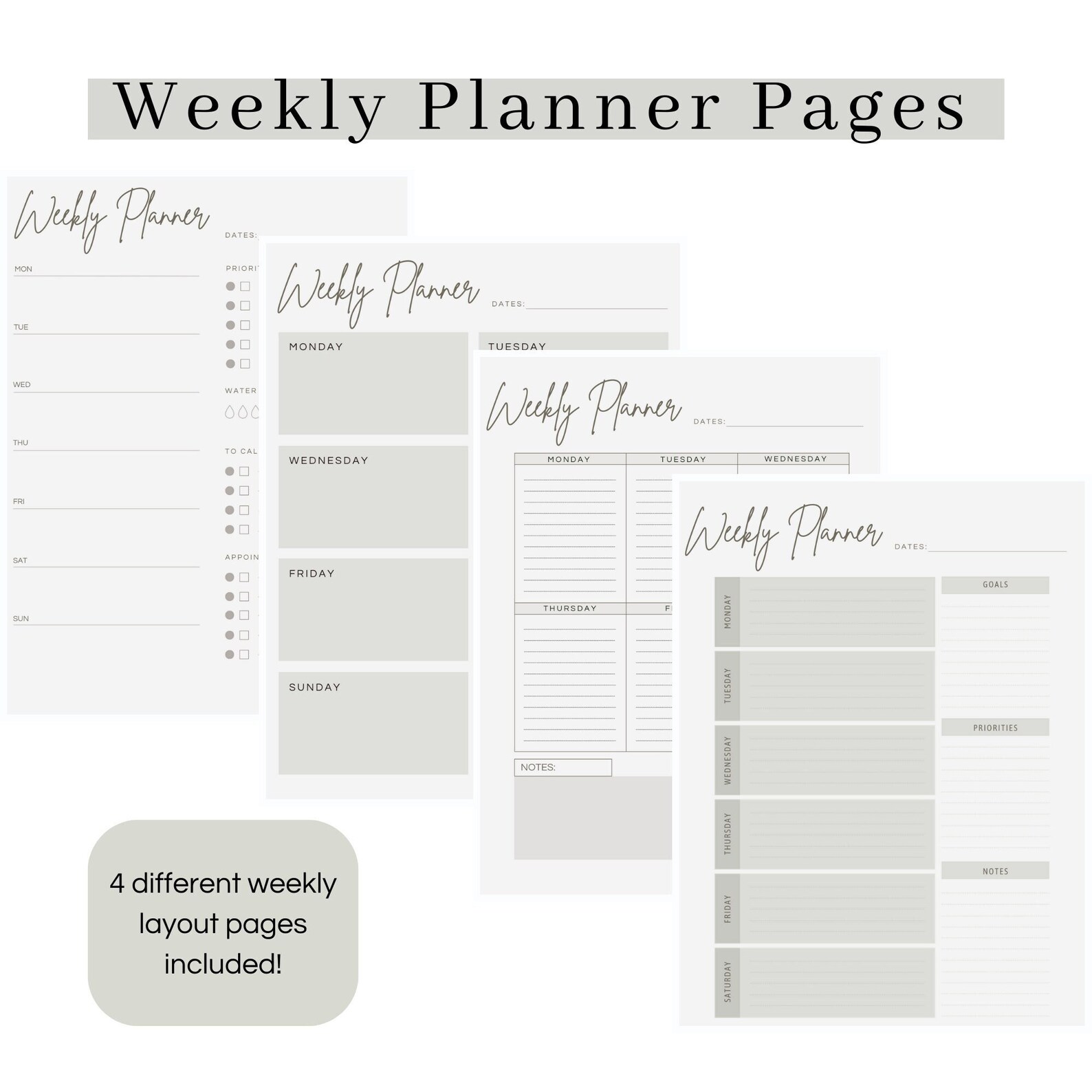 Weekly Planner, Weekly Planner Printable, Weekly Agenda, Weekly to Do ...