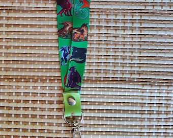 Wings of Fire Lanyard - 25 verschiedene Drachendesigns bedruckt - nur mit Schlüsselanhänger oder nur mit Schlüsselanhänger