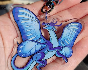 Wings of Fire Blue Keychain – 2.5" Double-Sided Acrylic Charm
