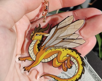 Wings of Fire Cricket Keychain: Double-Sided Acrylic Dragon Charm