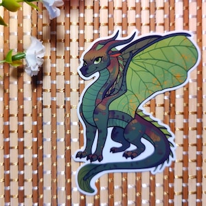 Wings of Fire Sundew Sticker: LeafWing Dragon Vinyl Decal image 1