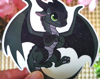 Sticker bébé dragon lune : vinyle imperméable Ailes de feu
