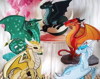 Wings of Fire Acrylic Standee / Flat Figurine – 3" – Full Bleed borders - Glory, Darkstalker, Peril, Tsunami, Clay, Qibli, Cricket
