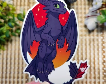 Pegatina de vinilo del Dragón Desdentado: Arte de fan de Furia Nocturna