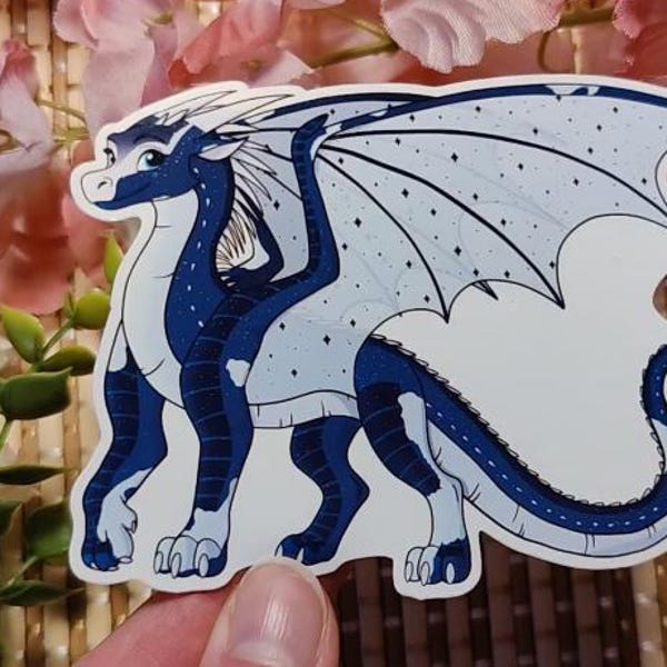 Wings of Fire Dragon Stickers – Whiteout – Waterproof Vinyl for Laptops, Journals, Gifts and Bottles