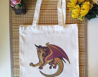 Bolsa de tela con diseño de dragón kinkajou de Alas de Fuego: regalo para fans y amantes de la lectura
