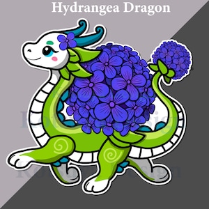 Floral Dragon Sticker – Lotus & Hydrangea Design – 3" Vinyl Fantasy Dragon Decal for Nature Lovers, Journals, Water Bottles and Gifts