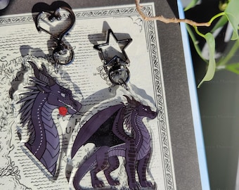 Wings of Fire Darkstalker Keychain: Double-Sided Acrylic Dragon Charm