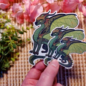 Wings of Fire Sundew Sticker: LeafWing Dragon Vinyl Decal image 3