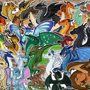 Wings of Fire Dragon Stickers – Darkstalker, Glory, Moon, Peril, Tsunami & More – Waterproof Vinyl