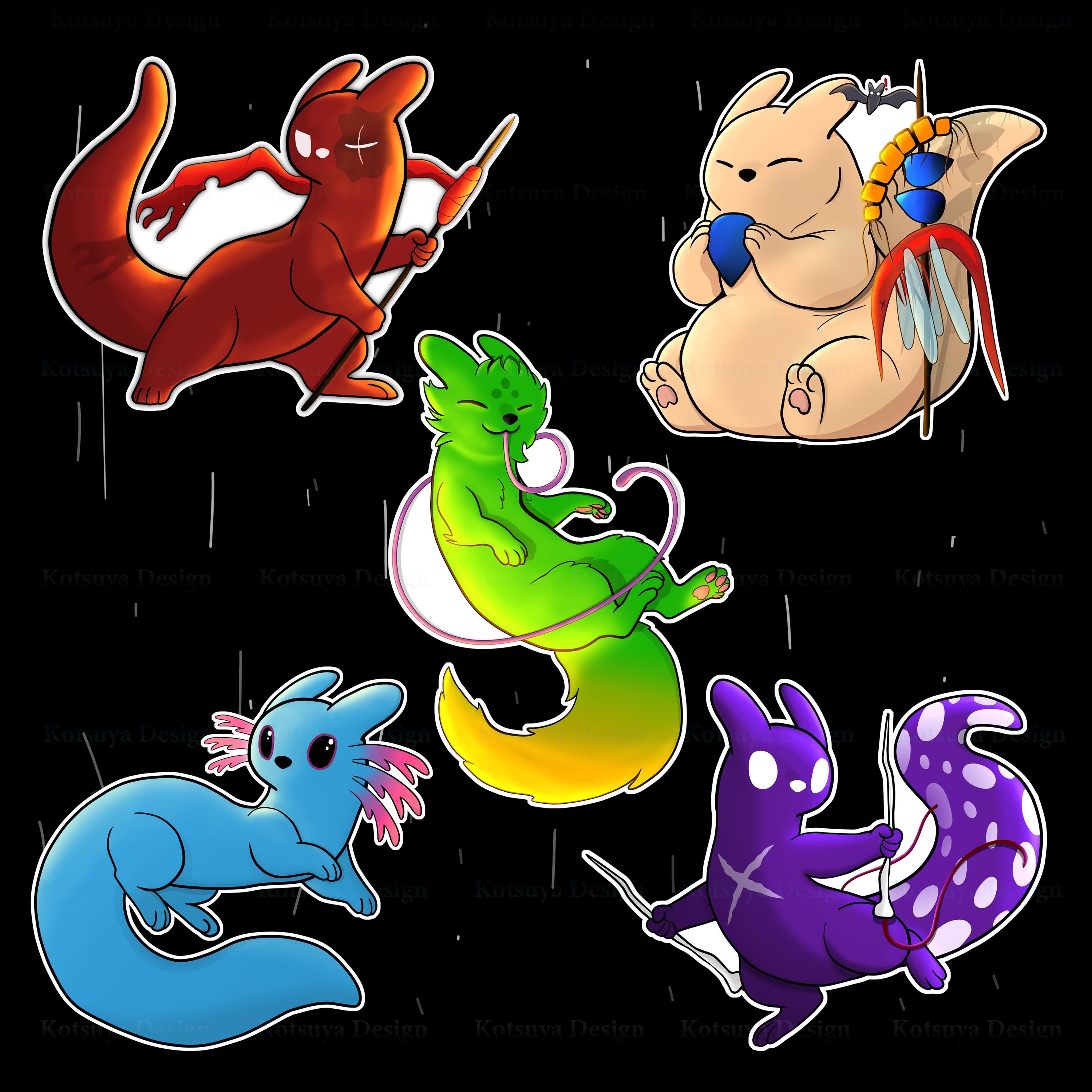 Rain World Slugcat Stickers: Artificer, Rivulet, Saint - 3