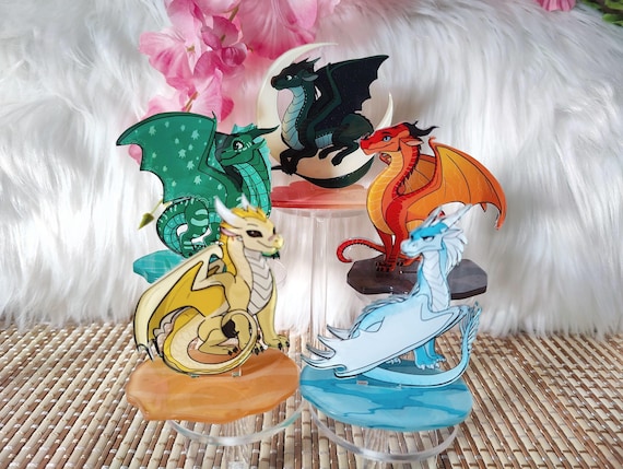Wings of Fire Acrylic Standee / Flat Figurine – 3" – Full Bleed borders - Glory, Darkstalker, Peril, Tsunami, Clay, Qibli, Cricket