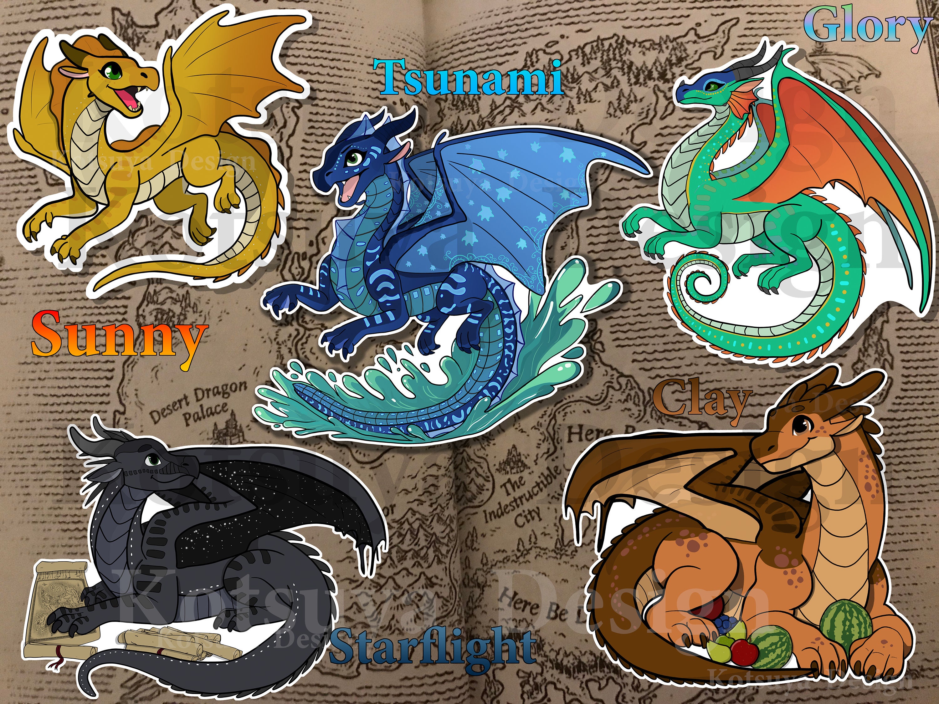 Wings of Fire Stickers: Arc 1 Dragonets - Vinyl Laptop Stickers - Etsy