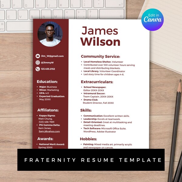 Fraternity Rush Resume Etsy