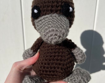 Handheld Hugs Platypus Crochet Amigurumi Stuffed Animal Toy