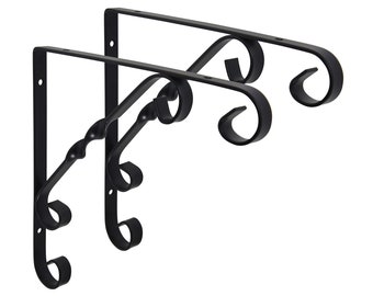 URANUS Black Shelf Brackets Decorative Antique Victorian Steel Wall Shelving System - 4 Sizes