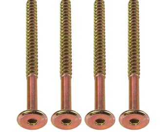 70mm Furniture Wood/Timber Connector Screws Hex Drive Steel Flat Head Set of 4