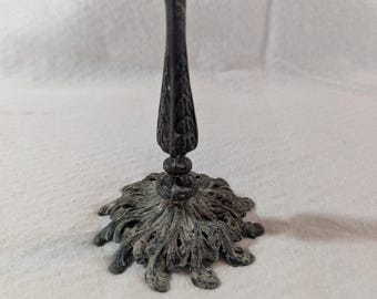 Vintage Ornate Brass Candlestick Holder 5 Inch, Art Nouveau Style Leaf Filigree , Hollywood Regency Mantel Decor, Single Replacement Piece