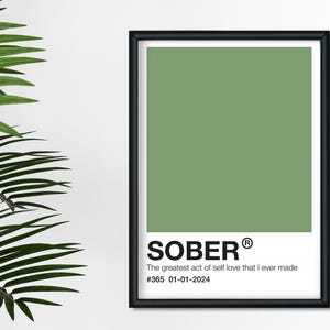 Gepersonaliseerd nuchter cadeau, DIGITAAL BESTAND, Pantone, alcoholherstel, nuchter cadeau, Teetotal Card, Nuchterheidscadeaukaart, Sober jubileum, AA-cadeau