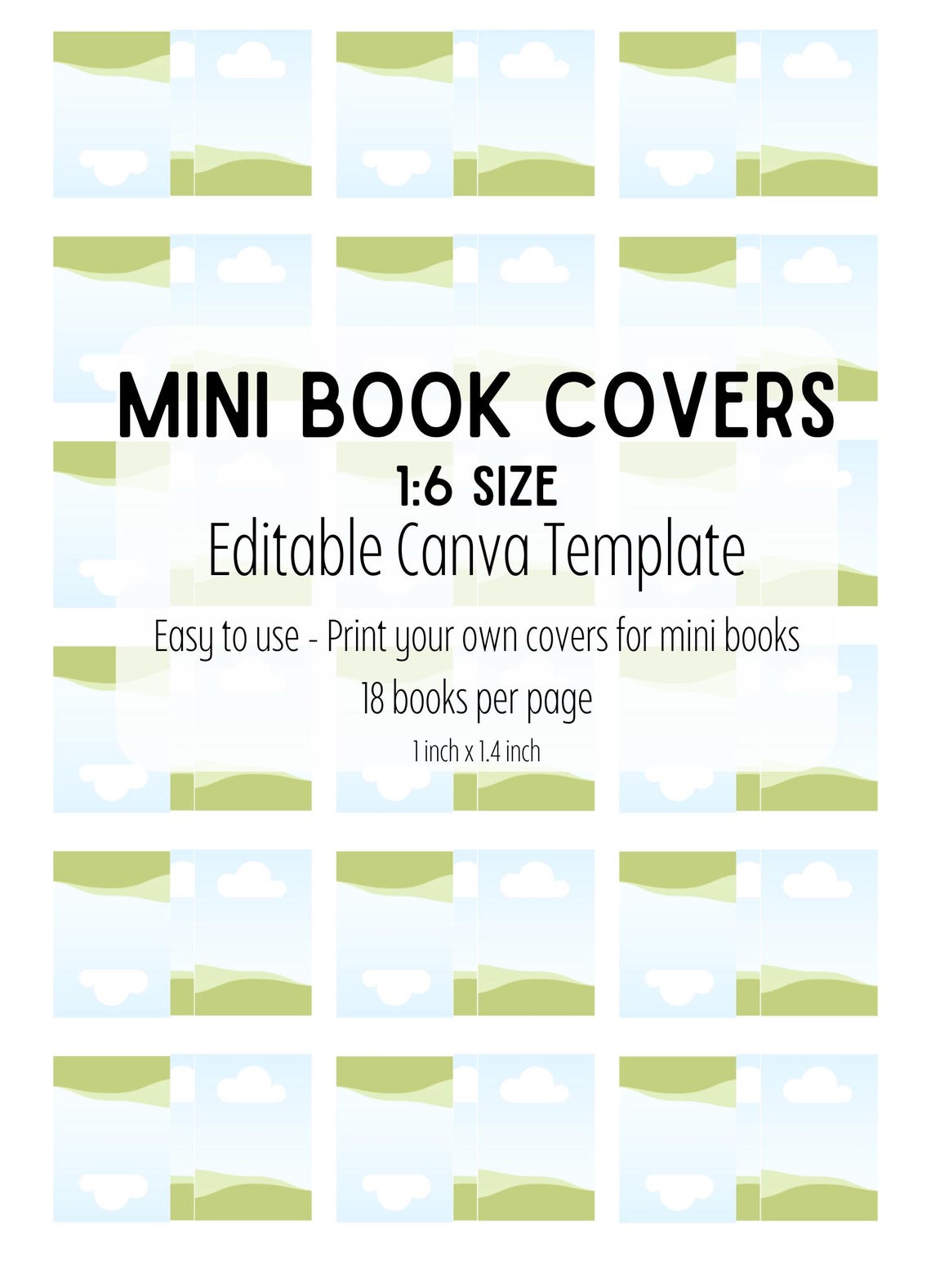 Mini Book Cover Template 16 Scale, Editable Canva File (digital