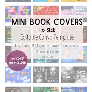 Modello di copertina per mini-libri in formato 1:6 - File Canva modificabile per copertina anteriore, posteriore e dorso del libro; miniatura 1x1,4 pollici micro per mini-libri