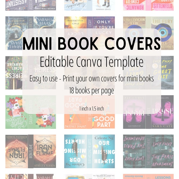 Mini-Book Cover Template - Editable Canva file for book cover front, back, and spine;  miniature 1x1.5 inch micro for minibooks, micro book