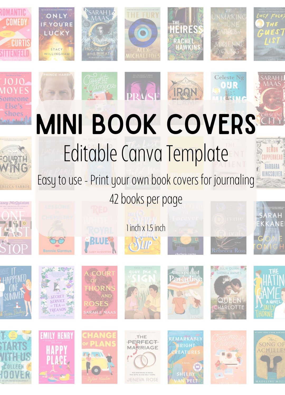 Mini Book Cover Template Editable Canva File for Reading Journals Print Mini Book Cover Template Editable Canva File for Reading Journals Print