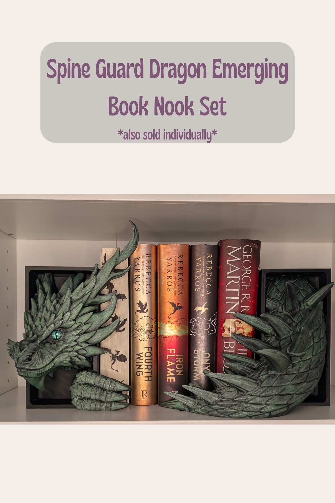 Spine Guard Dragon Emerging Book Nook – Fantasy Bookshelf Decor - Etsy