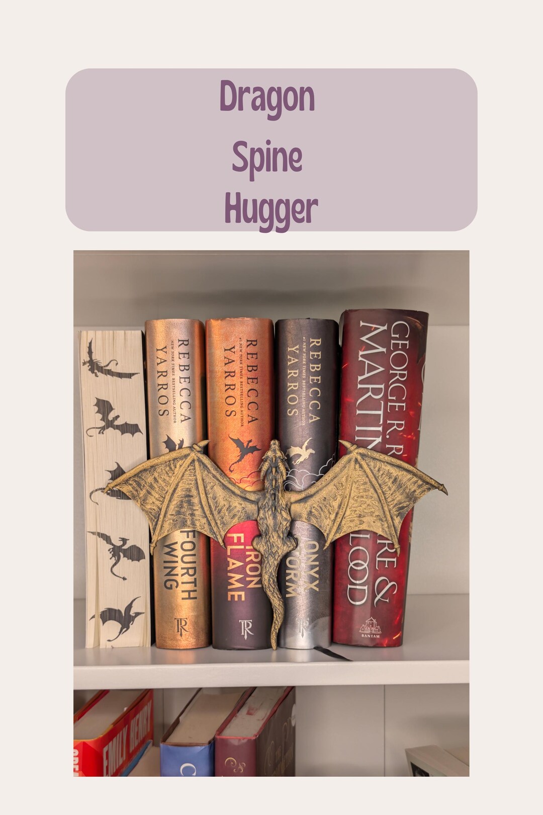 Dragon Spine Hugger – Bookshelf Decor | Fantasy Shelf | Book Nook