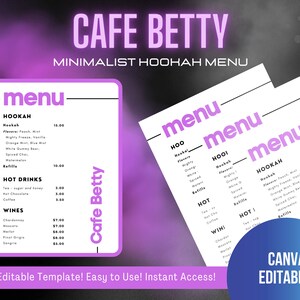 Cafe Betty Minimalist Hookah Menu - White