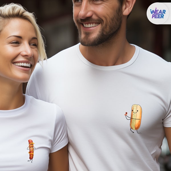 Hot & Dog | Couple Matching T-Shirts, Matching Couple Tshirt, Shirt for Couples | Anniversary, Parent Gift, Mother's Day Gift