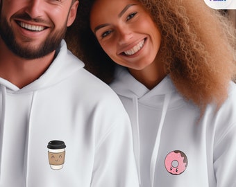 Coffee & Donut | Couple Matching Hoodies, Matching Apparel for Couples | Couple Gift, Anniversary Gift, Valentine's Gift | Unisex Hoodie