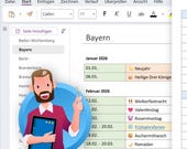 Kalender 2026 für OneNote: Vorlage für Jahresplaner