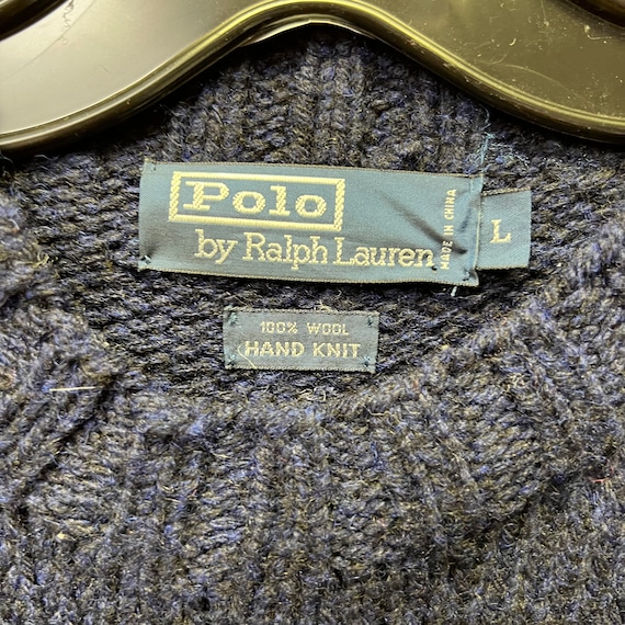 Vintage 90s Polo Ralph Lauren Star Knit Navy Wool Sweater Size