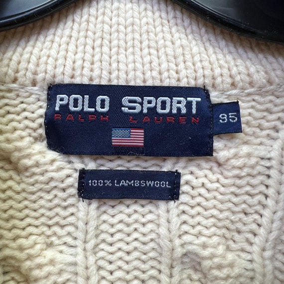 Vintage 90s Polo Sport by Ralph Lauren Shawl Collar Cable Knitted