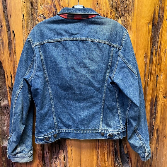 Vintage 90s Levi's Plaid Lined Denim Jacket Size … - image 2