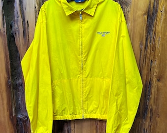 Vintage 90s Polo Sport Ralph Lauren Yellow Windbreaker Jacket Size L