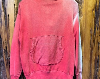 Vintage 50s Sun Faded Blank Red Hoodie Size M