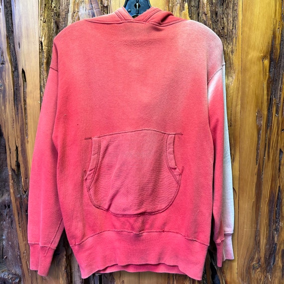 Vintage 50s Sun Faded Blank Red Hoodie Size M - image 1