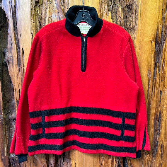 Vintage 60s Mcgregor Red Half Zip Fleece Sweater … - image 1