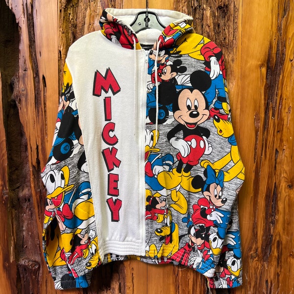 Vintage 90s Disney Mickey Mouse Hooded Zip Up Size L