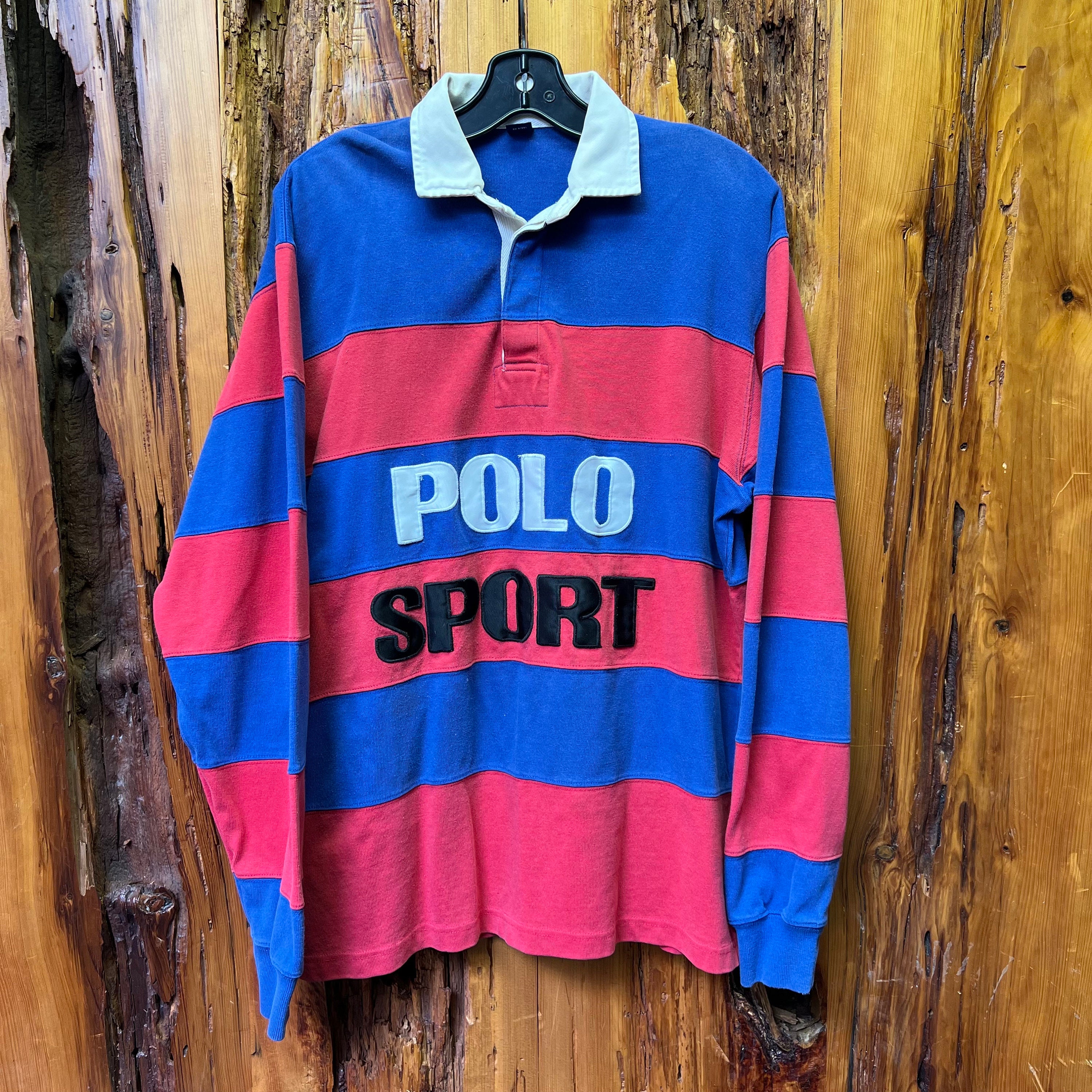 90s Polo Sport Ralph Lauren Green Spellout Rugby Long Sleeve