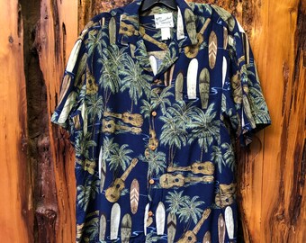 Vintage 90s Aloha Shirt by Diamond Head Sportswear, Hawaii Shirt Size Large