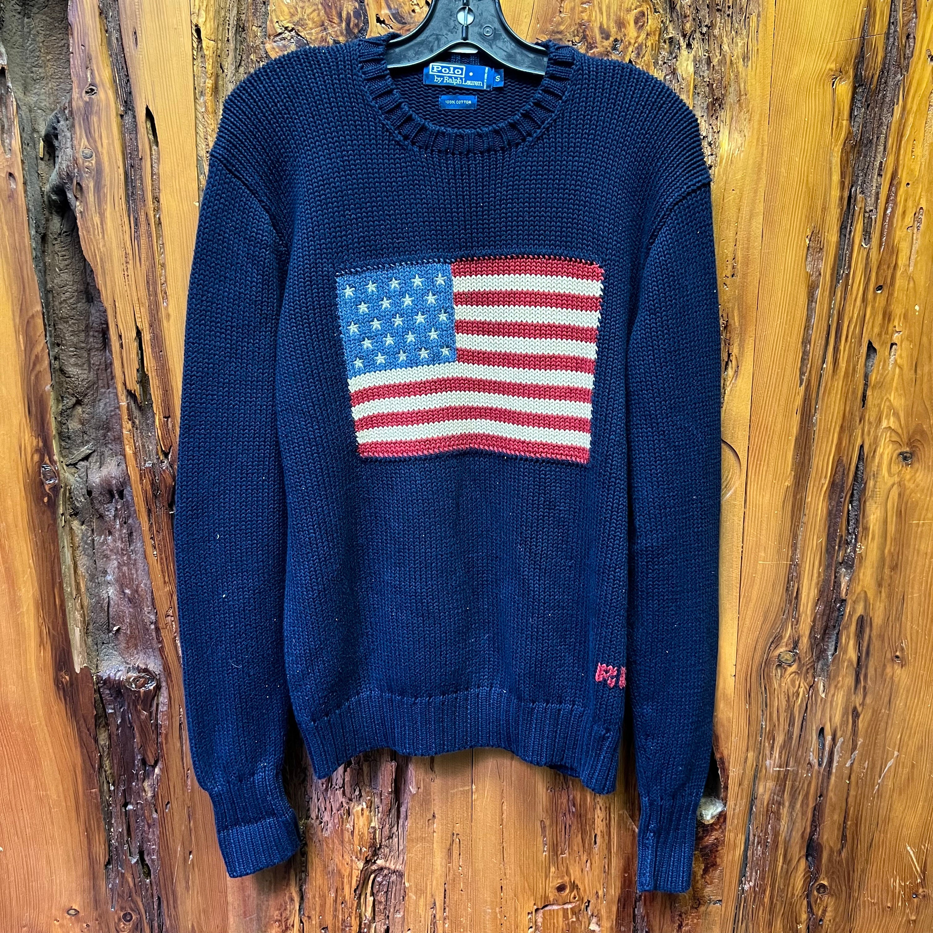 White American Flag Cotton Intarsia Sweater