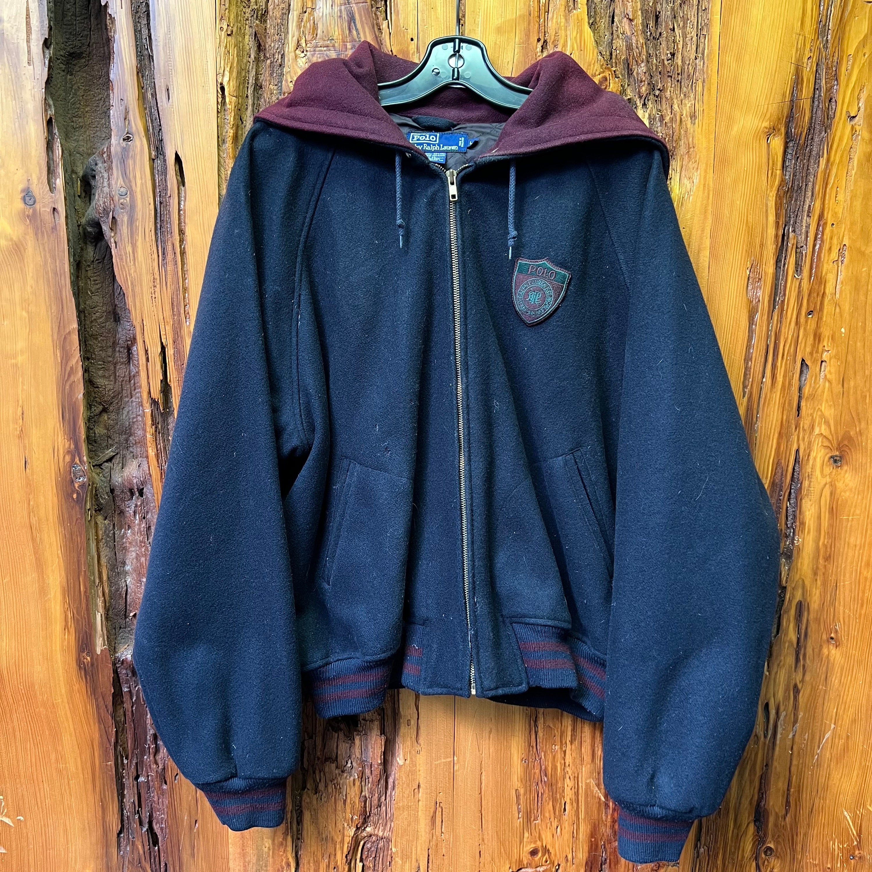 Vintage 80s Polo Ralph Lauren Wool Full Zip Hooded Jacket Vintage 80s Polo Ralph Lauren Wool Full Zip Hooded Jacket