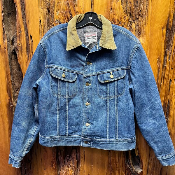 70s~80'S Lee STORM RIDER denim fleece jacket made in USA, men's size S, vintage /eaa515277