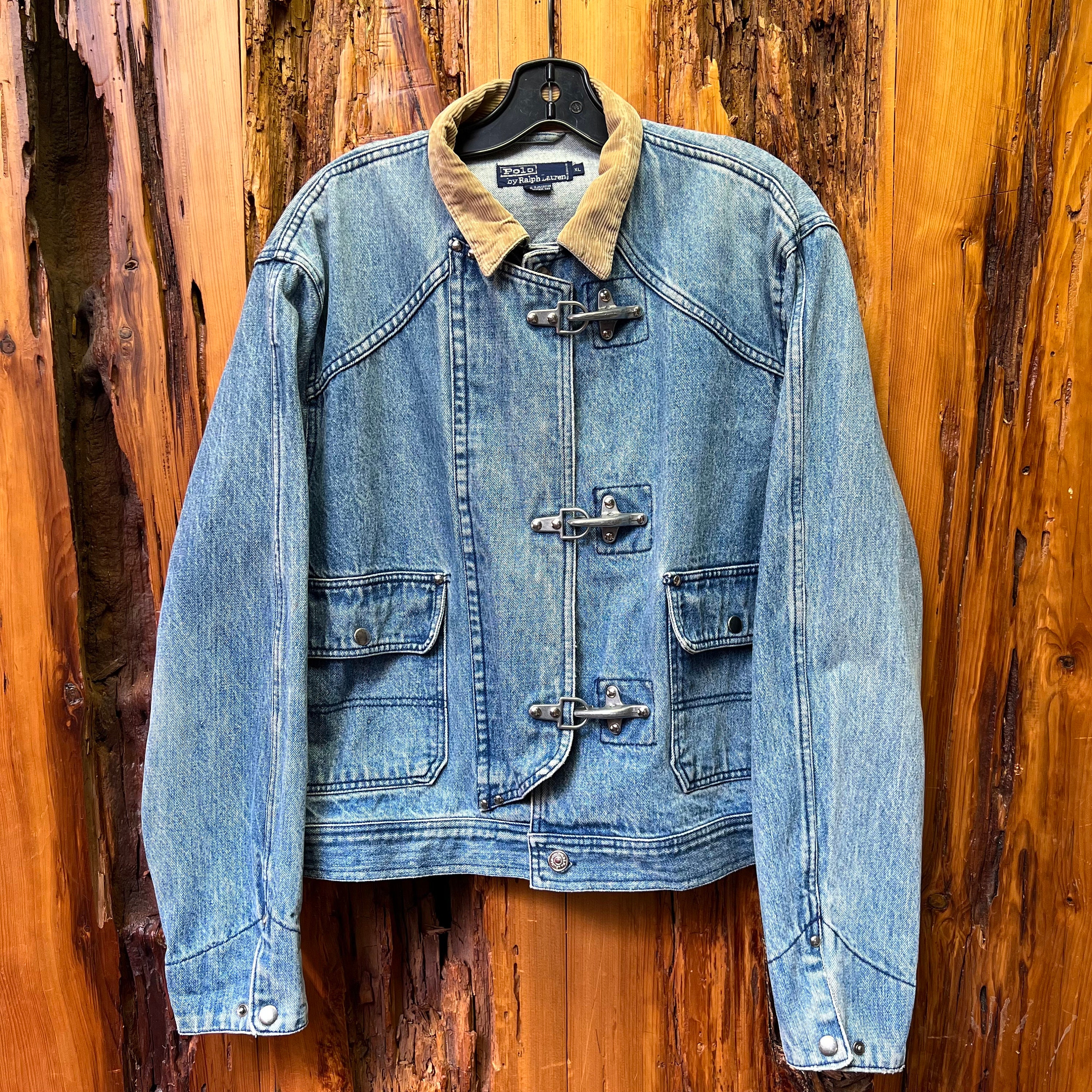 XL Men's 1980s Denim Jacket - 80s Dark Indigo Blue Jean Preppy