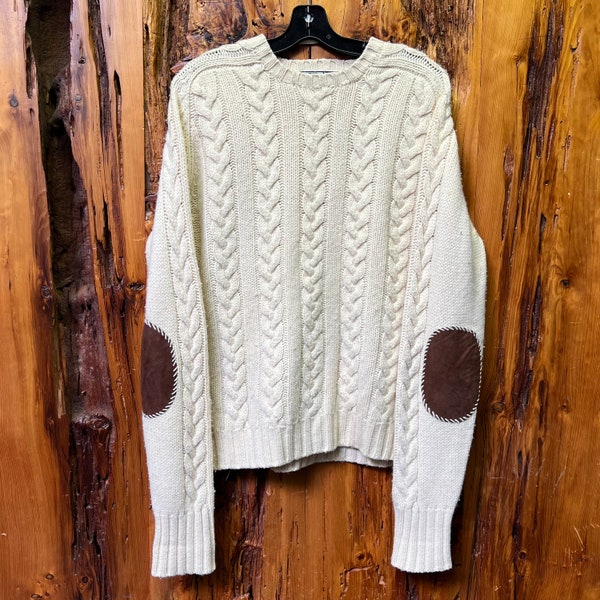 Vintage 80s 90s Polo Ralph Lauren Cable Knit Wool Linen Blend Sweater Size 2L
