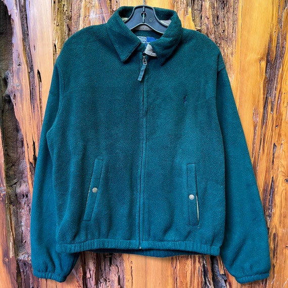 Vintage 90s Polo Ralph Lauren Green Polartec Fleece Zip up Size M