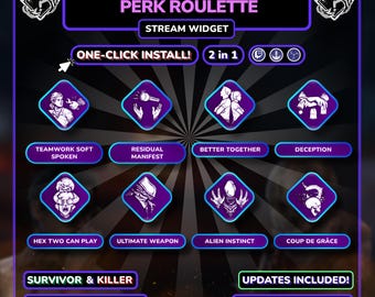 Widget de ruleta de ventajas de DBD / Twitch StreamElements OBS / Haunted by Daylight